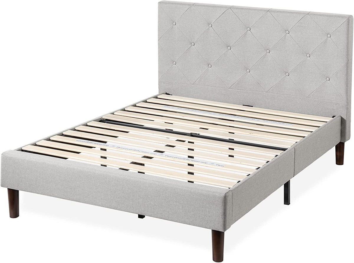 ZINUS Shalini Upholstered Platform Bed Frame, Light Grey, Full 130 — Discount Bros