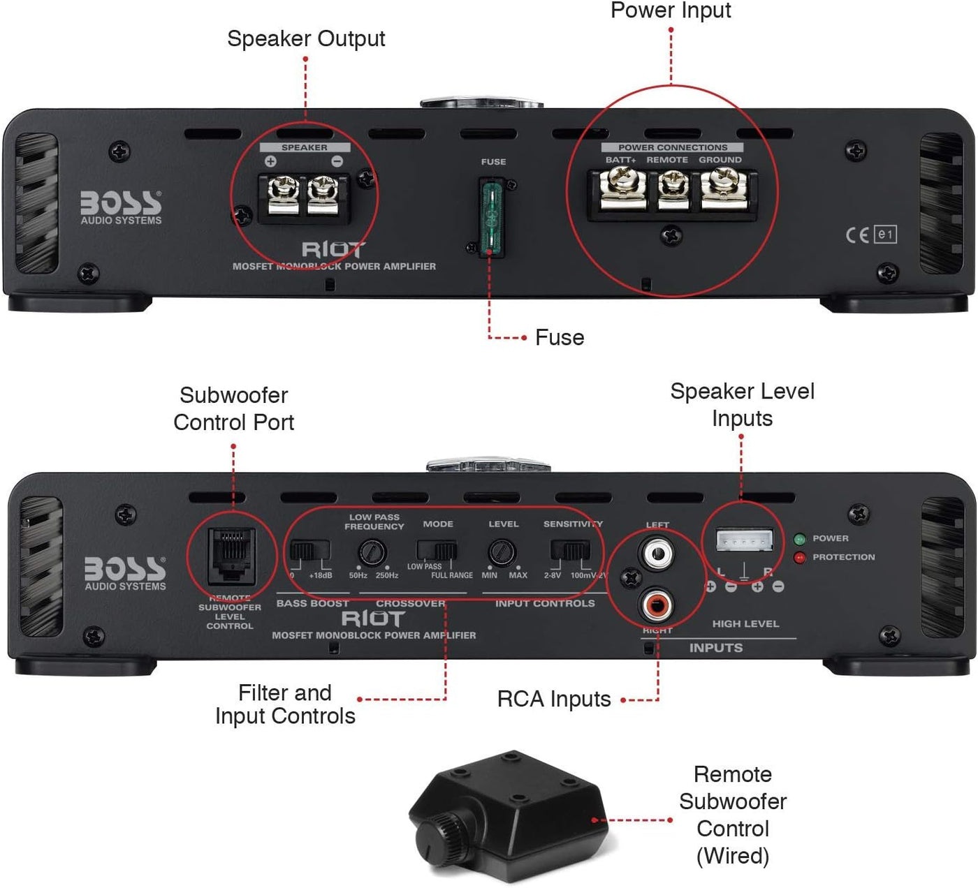 BOSS Audio Systems R1100M Riot Series Car Audio Subwoofer Amplifier - $50