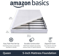 Amazon Basics Smart Box Spring Bed Base, Queen, 79"L x 59.5"W x 5"H, White - $70