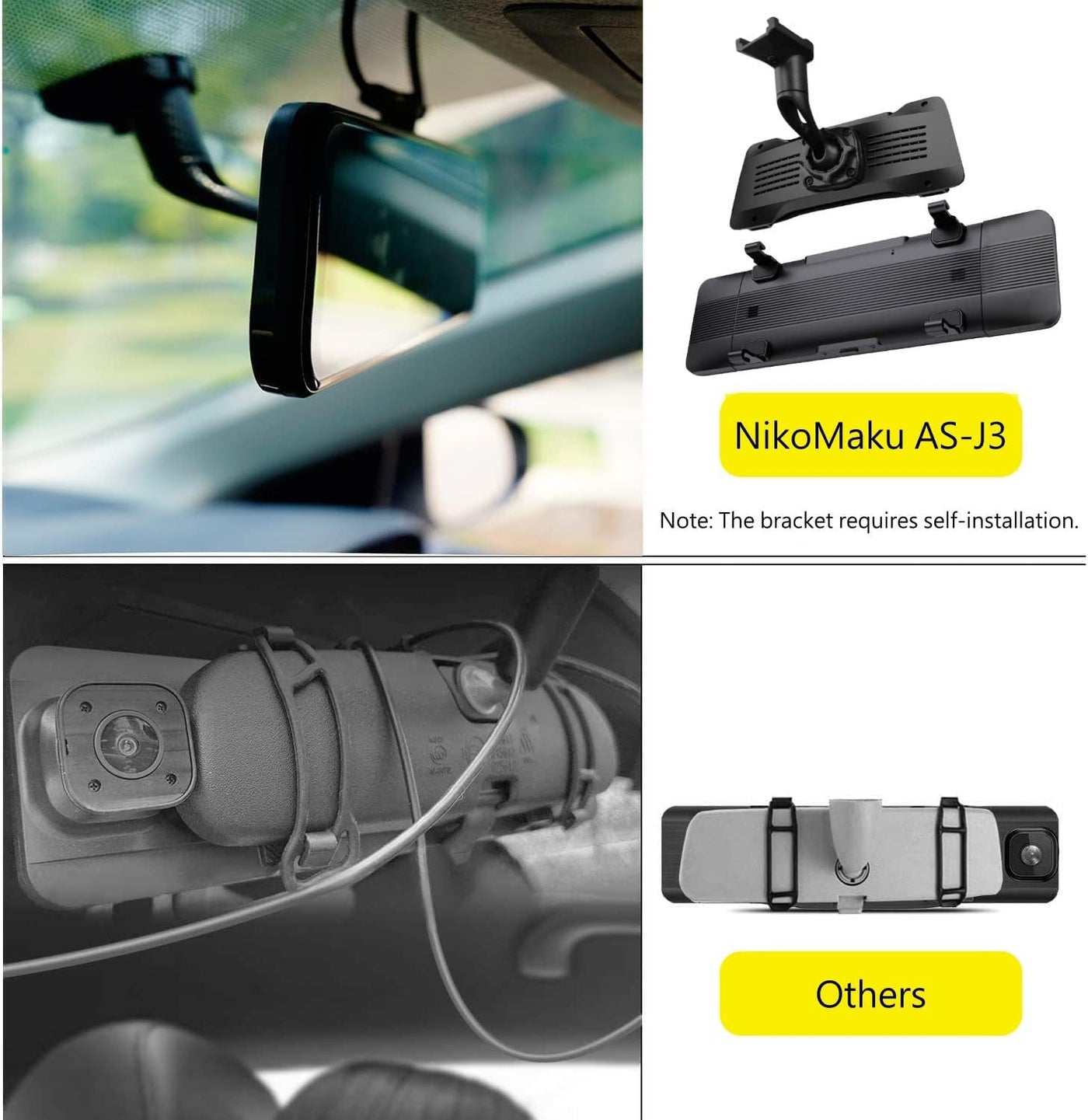 NikoMaku Mirror Dash Cam with Detached Front Camera - $115