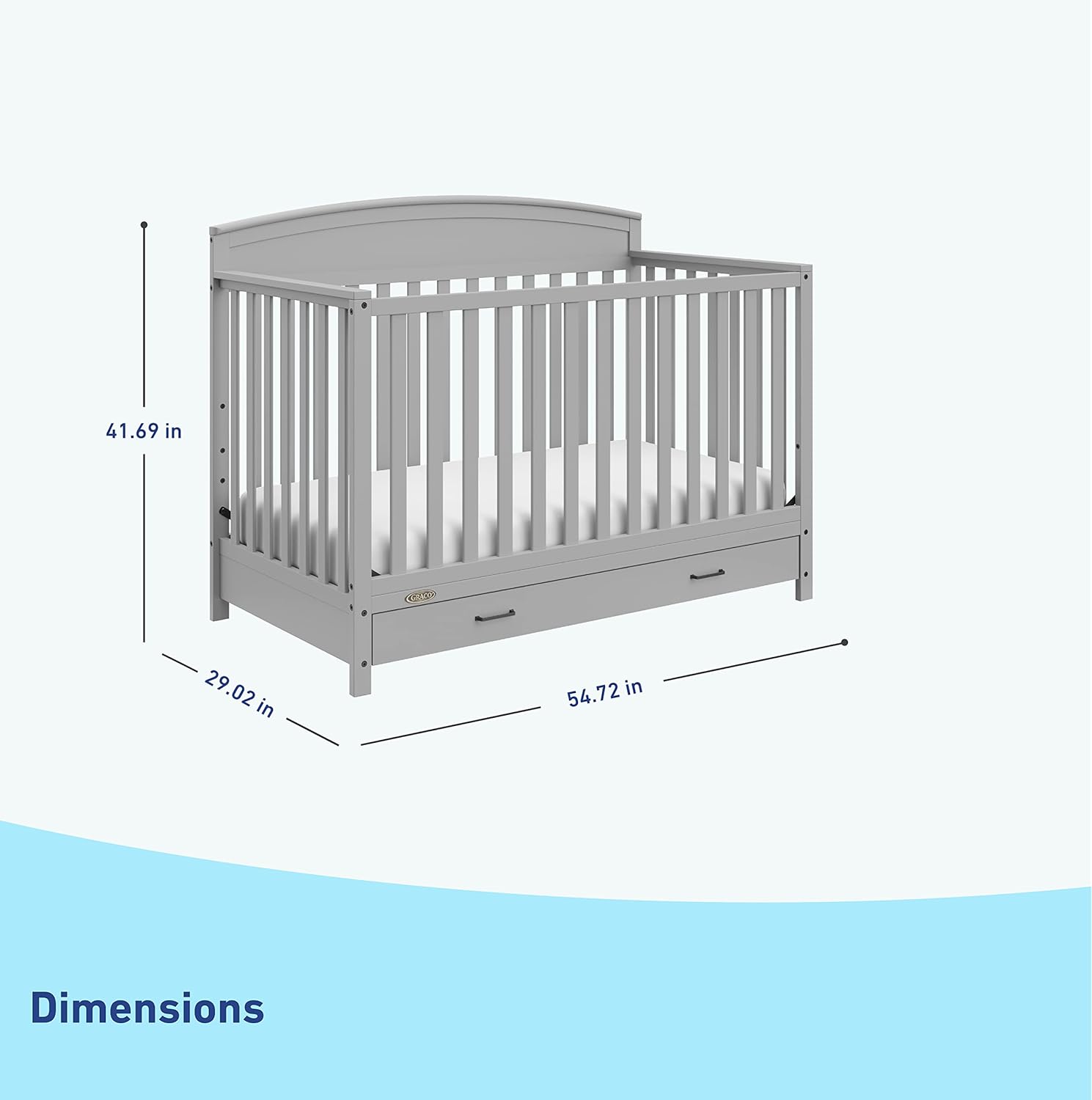 Graco Benton 5-in-1 Convertible Crib with Drawer (Pebble Gray) - $135