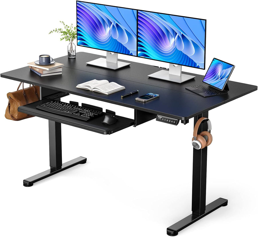 ErGear Electric Standing Desk with Keyboard Tray, 55x28 Inches Adjustable Height - $140