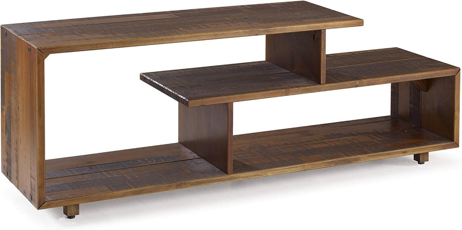 Walker Edison Meier Contemporary 2 Tier Asymmetrical Solid Wood TV Stand - $145