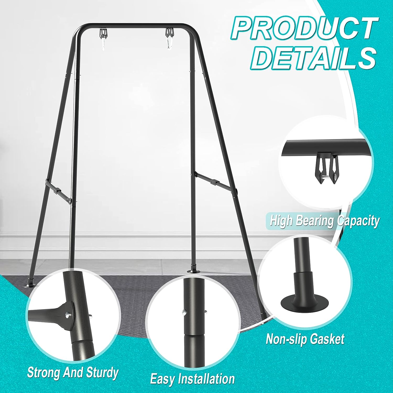 Foldable Children's Swing Stand, Heavy-Duty Metal Swing Frame for Kids - $55