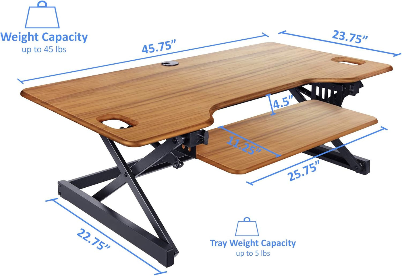 Rocelco 46" Large Height Adjustable Standing Desk Converter - $140