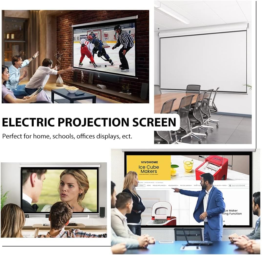 VIVOHOME 100 Inch Manual Pull Down Projector Screen, 16:9 HD Retractable Widescreen - $60