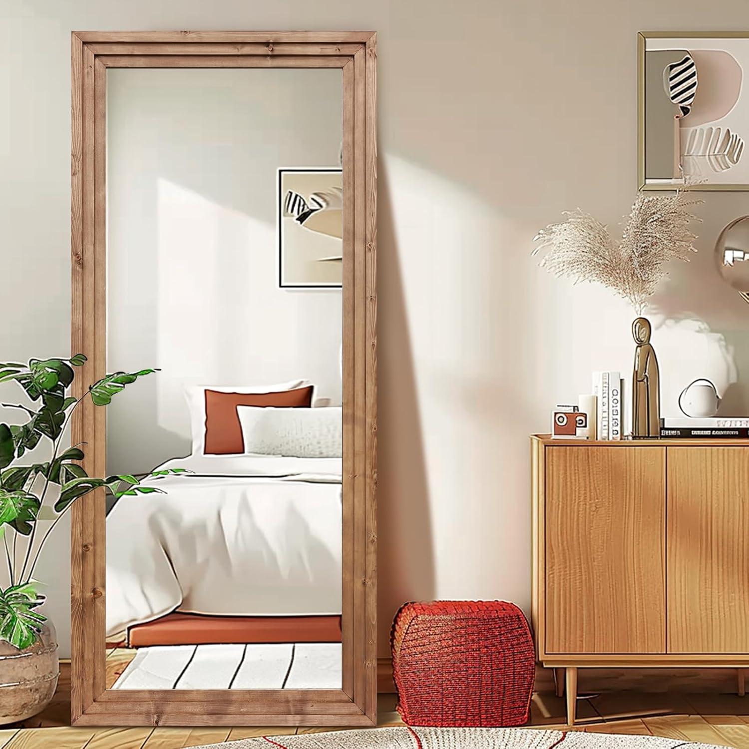 Full Length Mirror 76"x34" Solid Wood Frame Floor Large Mirror for Living Room - $130