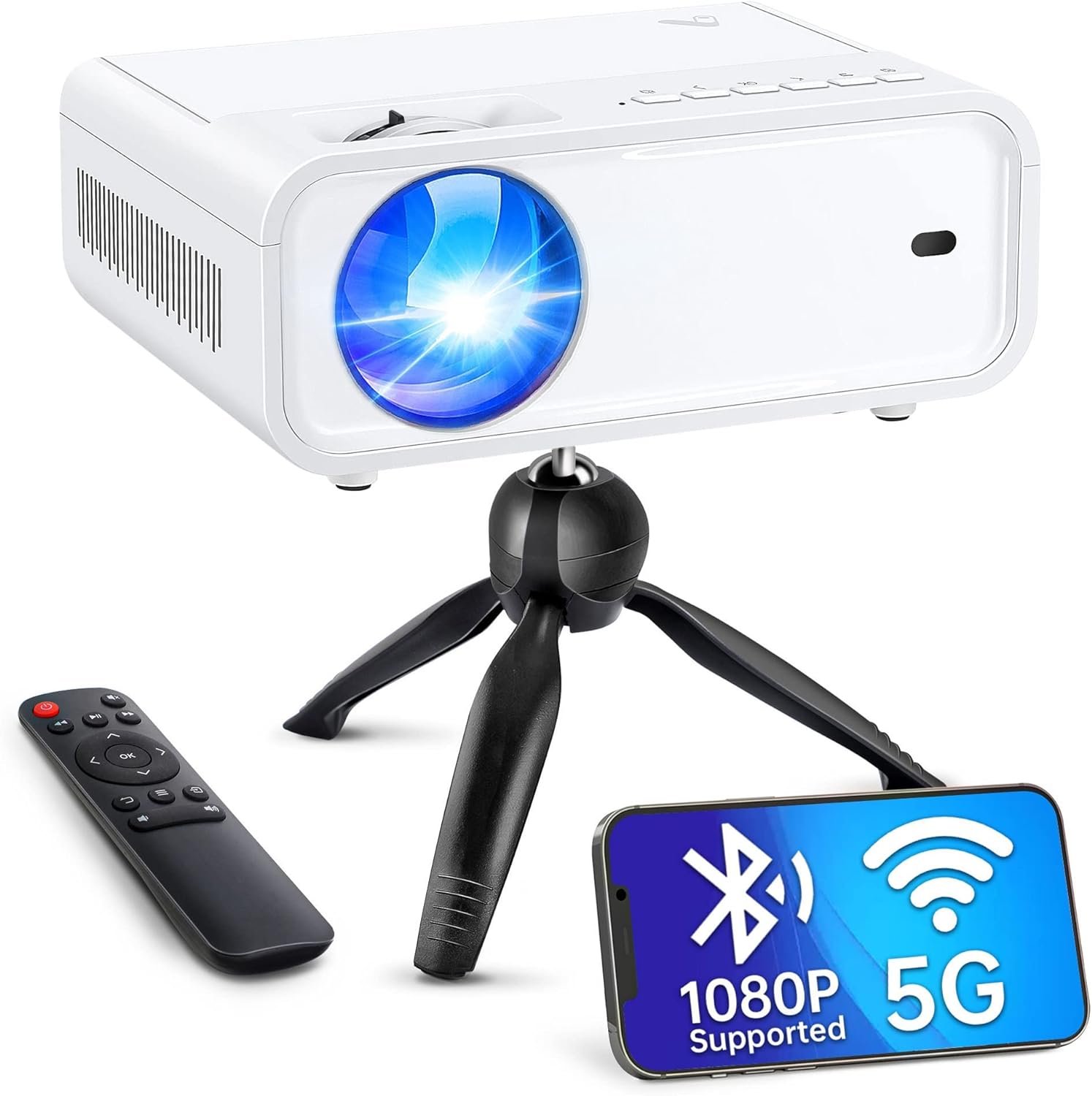 Portable Mini Projector with 5G WiFi and Bluetooth, ACROJOY Native 1080P - $120