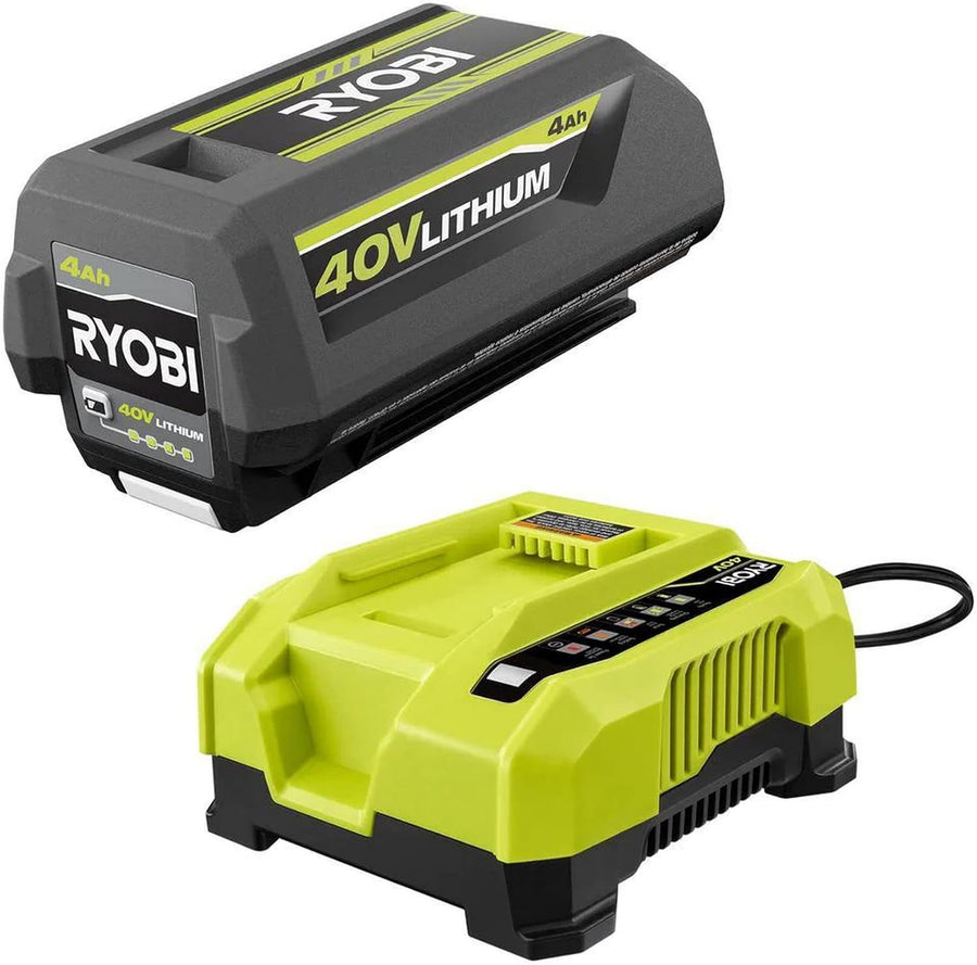 RYOBI 40 Volt Lithium-Ion 4.0 Ah Battery and Rapid Charger - $90