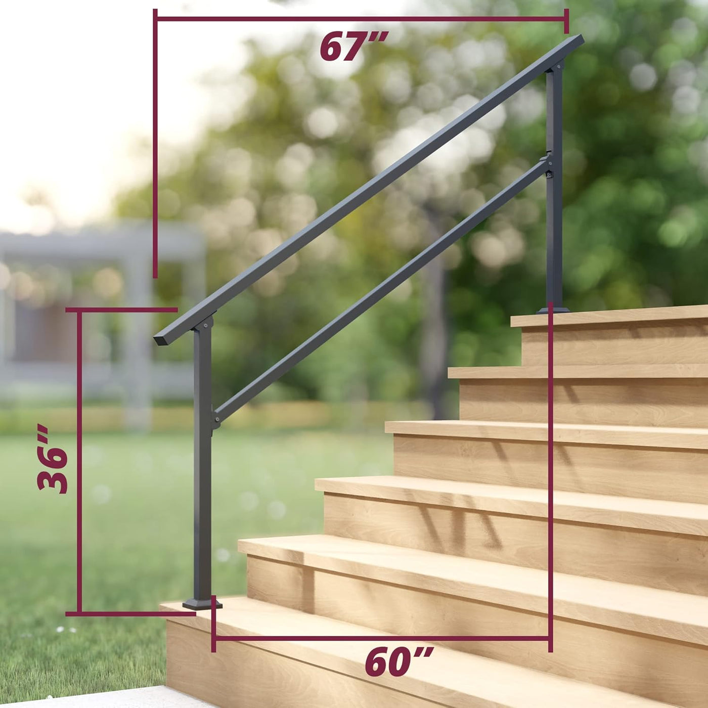 CHR Fence & Rail Hand Rails for Outdoor Steps, 6 Step Stair Railing Kit - $70