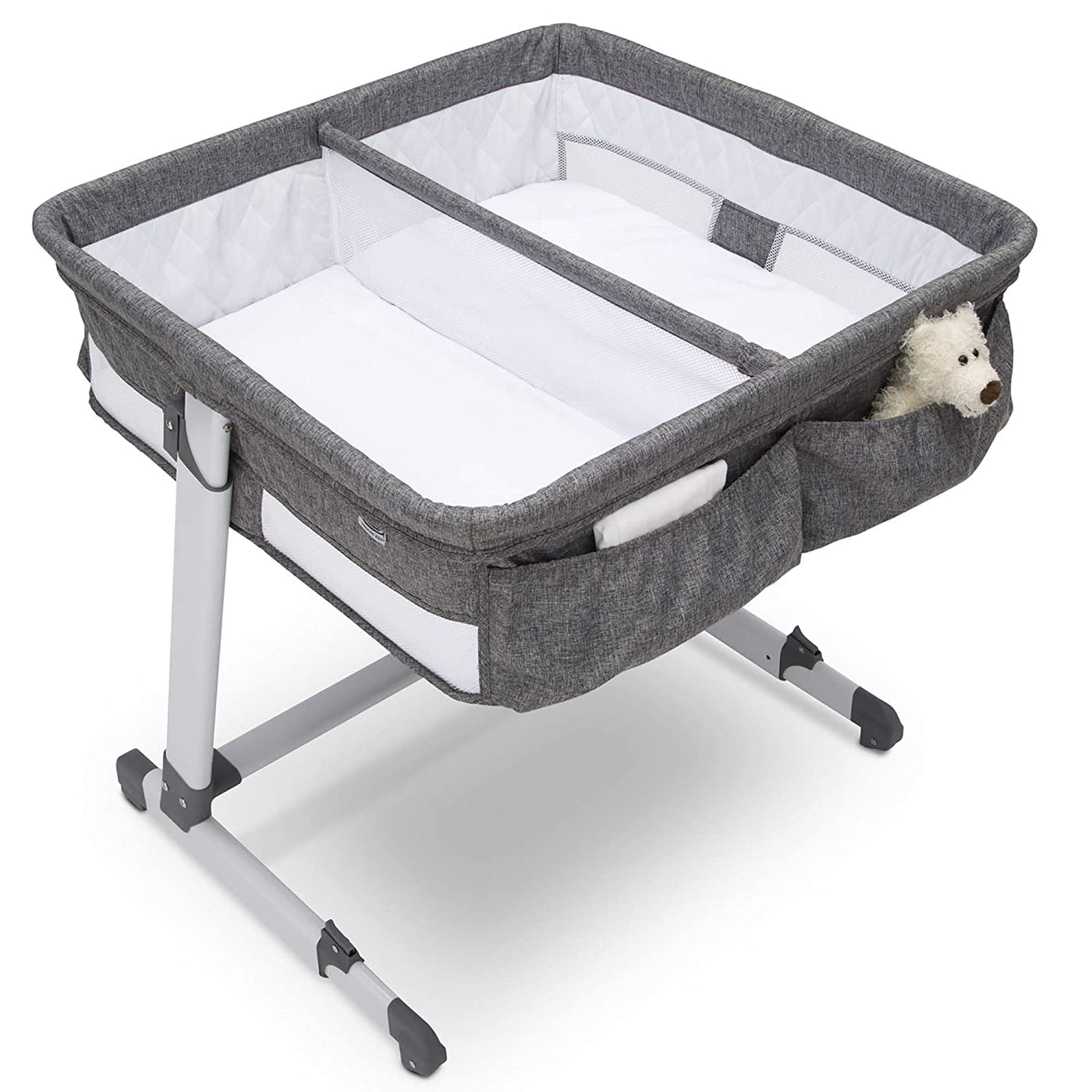 Simmons Kids By The Bed City Sleeper Bassinet for Twins, Grey Tweed - $120