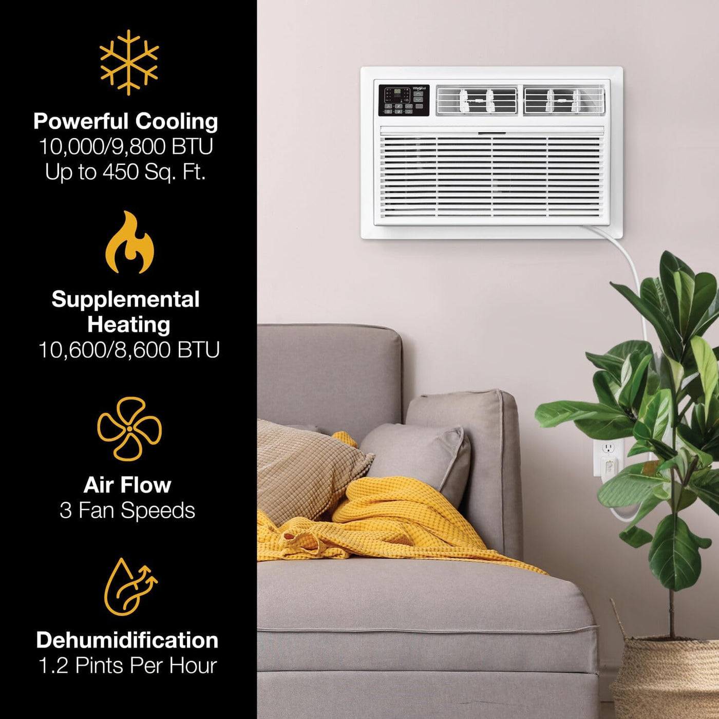 Whirlpool WHAT102-HAW 10,000 230V Air Conditioner with Supplemental Heat - $380