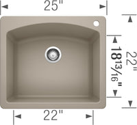 BLANCO, Truffle DIAMOND SILGRANIT Drop-In or Undermount Kitchen Sink, 25" X 22" - $240