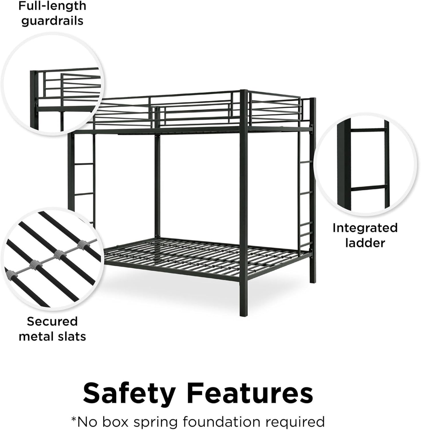 DHP Full Kids Metal Bunk Bed, Black - $170