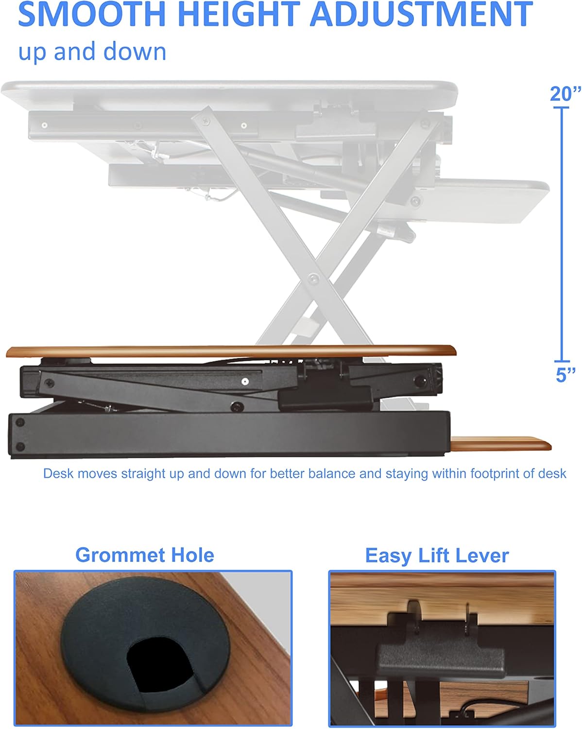 Rocelco 46" Large Height Adjustable Standing Desk Converter - $140