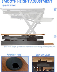 Rocelco 46" Large Height Adjustable Standing Desk Converter - $140