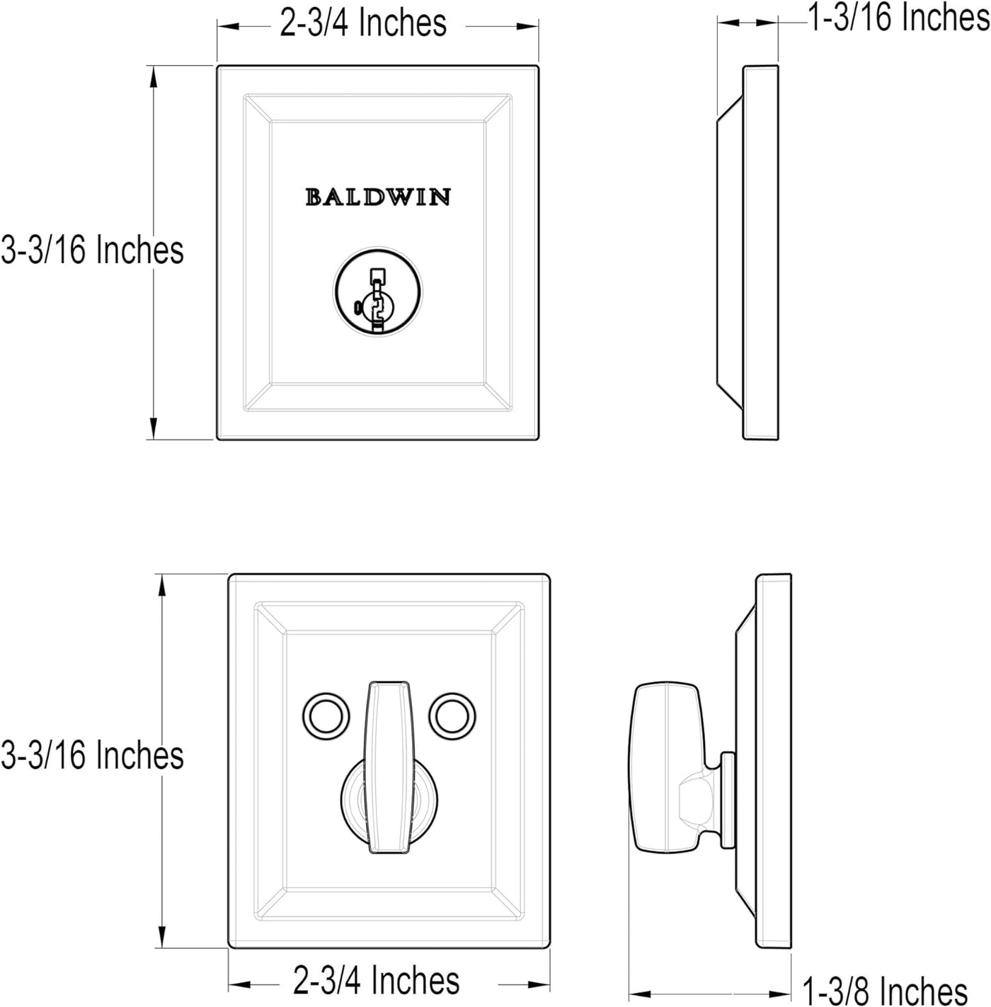 Baldwin Spyglass, Single Cylinder Front Door Deadbolt, in Satin Nickel - $25