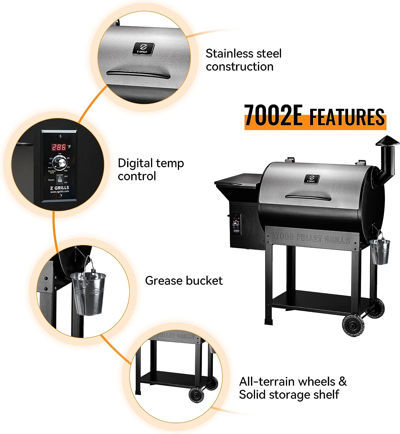 Z GRILLS Wood Pellet Smoker Grill, 8 in 1 BBQ Grill for Outdoor Cooking - $315