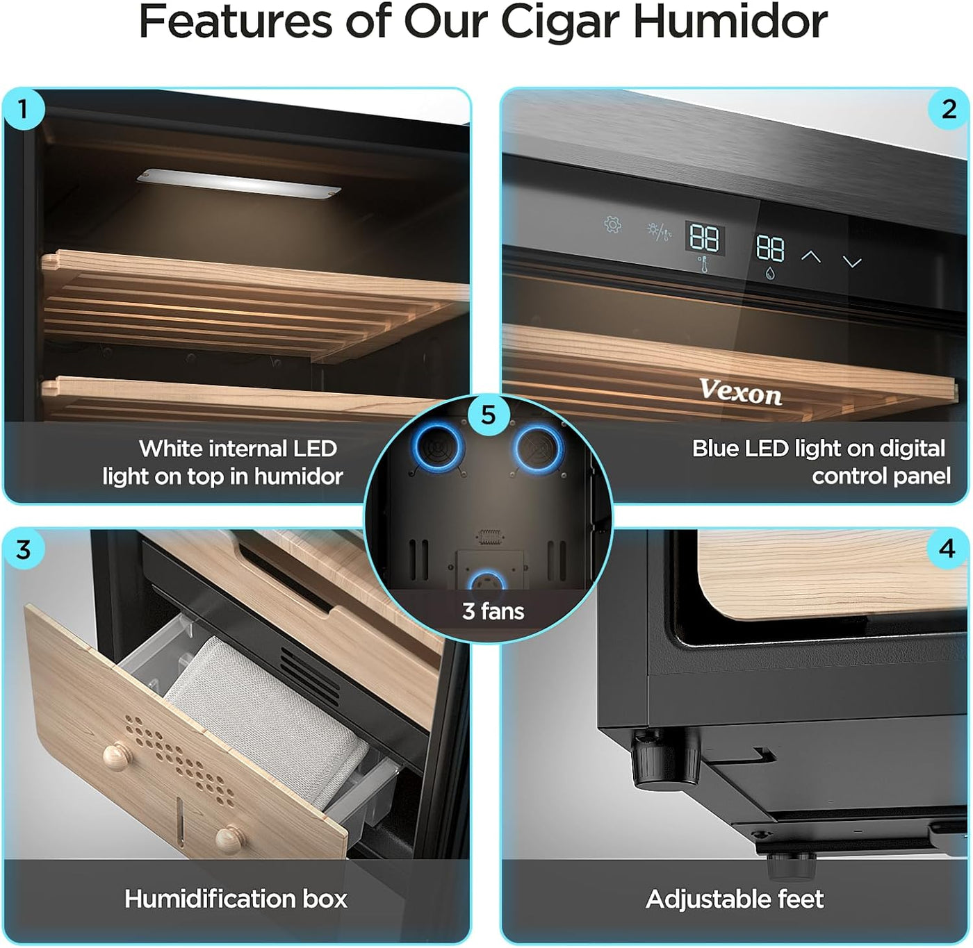 Vexon Electric Humidor, 486 Counts Cigar Cooler Humidor, Heating & Humidity Control - $330