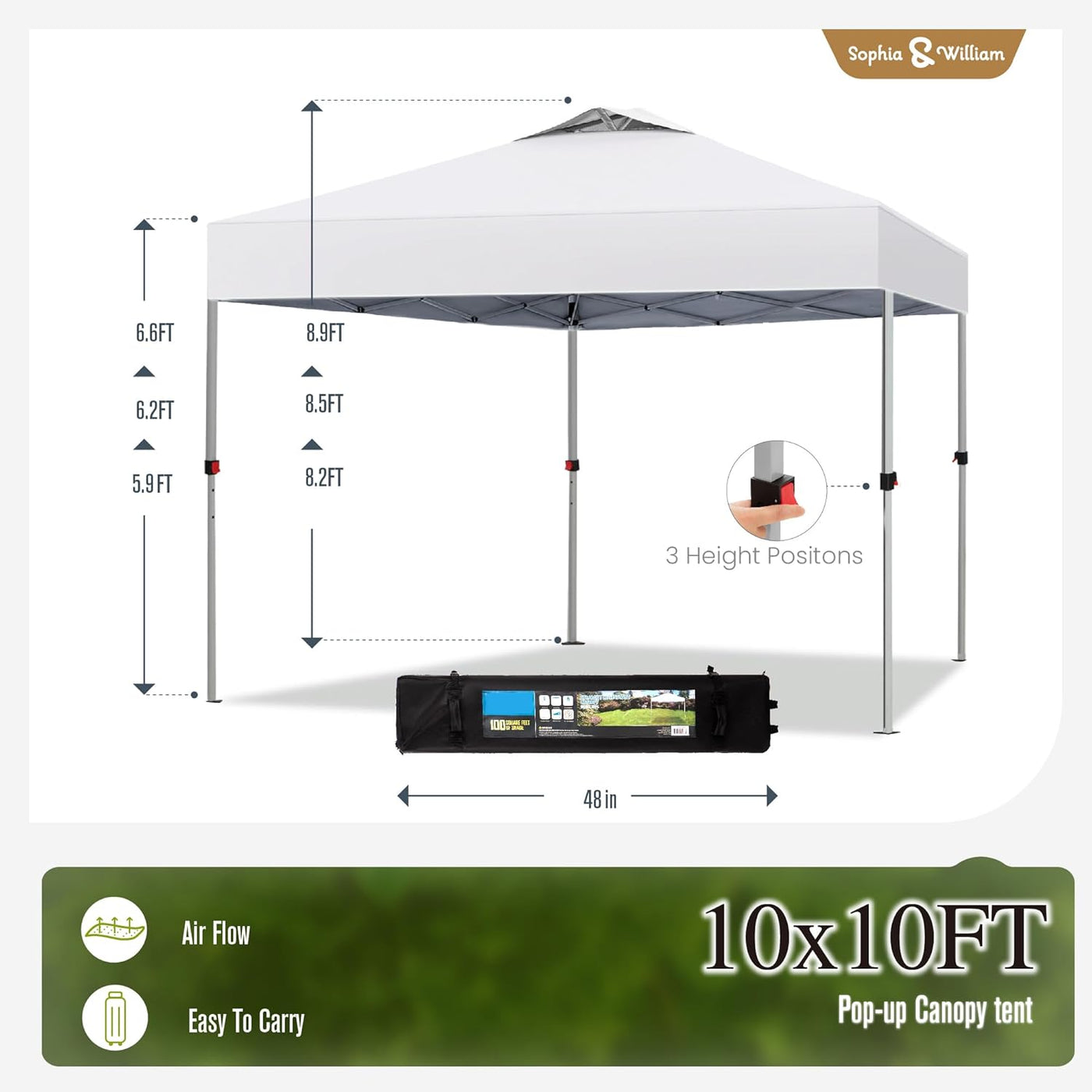 Canopy Tent Pop Up 10x10 ft, Outdoor Patio Portable Commercial Canopies - $60