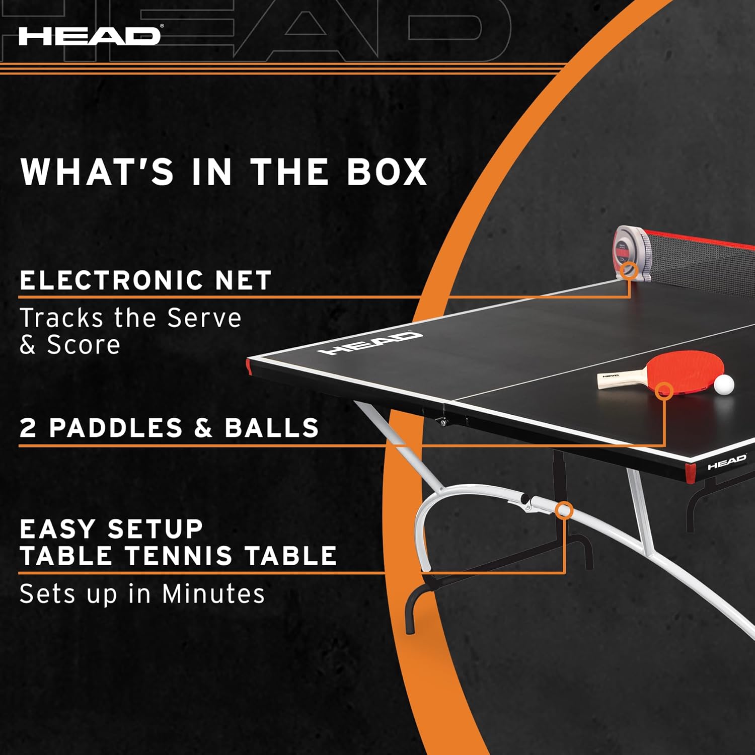 HEAD Easy Setup Ping Pong Table with Electronic Scorer - Junior Folding Table - $240