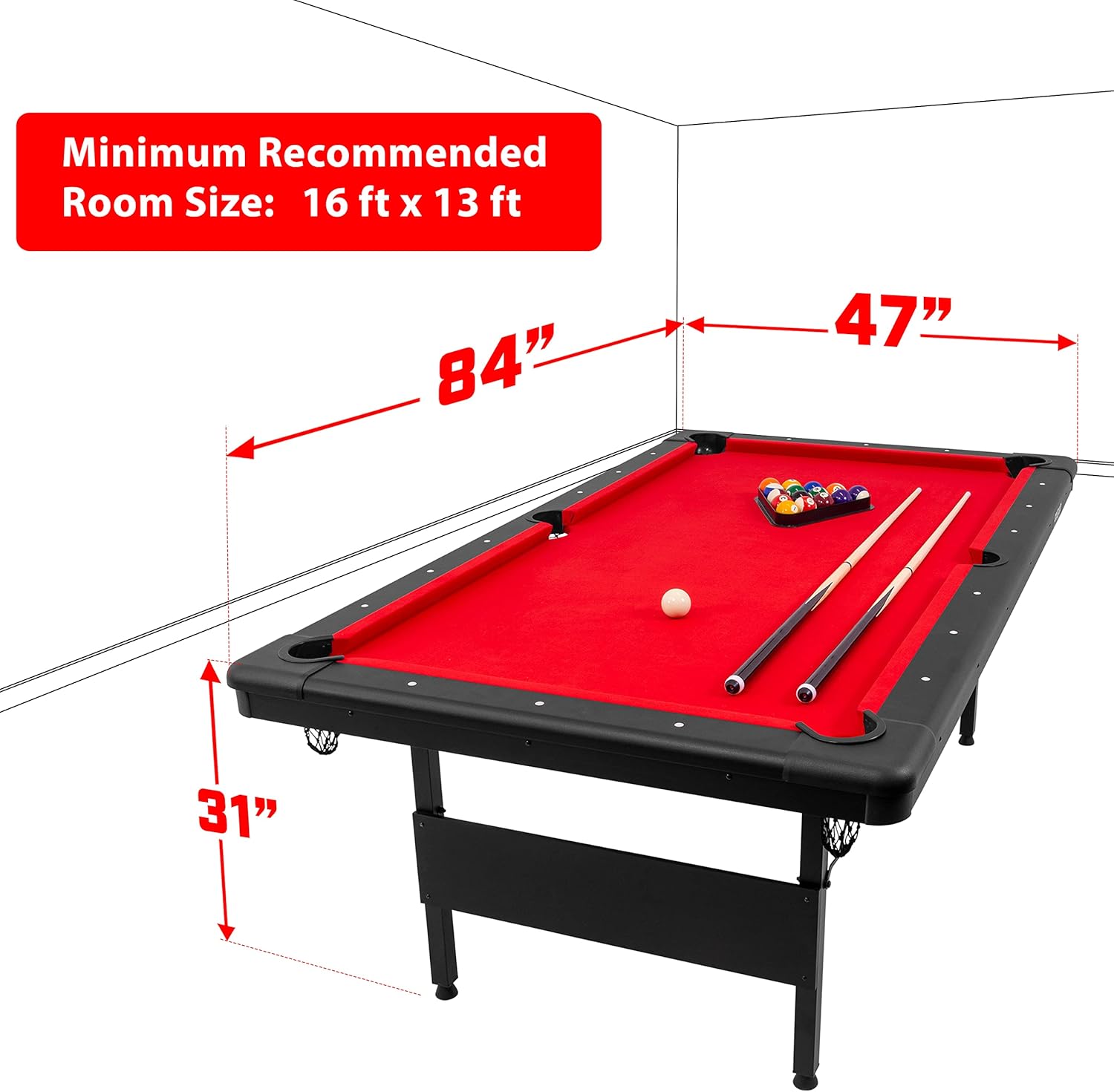 GoSports 6, 7, or 8 ft Billiards Table - Portable Pool Table (Scratched) - $330