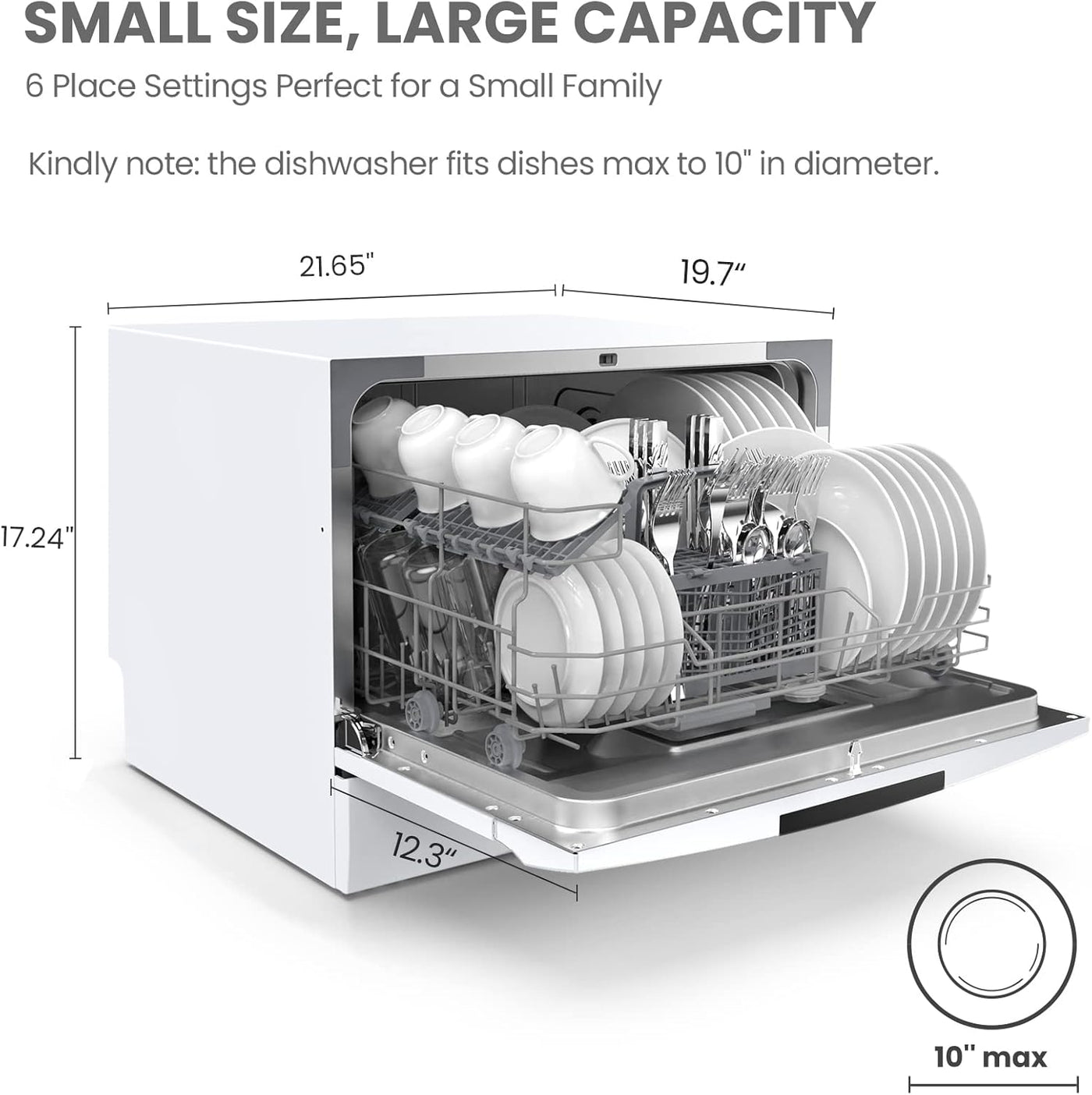 COMFEE’ Portable Mini Dishwasher, Energy Star, Countertop, White - $175