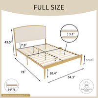 YUHUASHI Platform Metal Bed Frame, Simple Design (Beige & Gold, Full) - $325