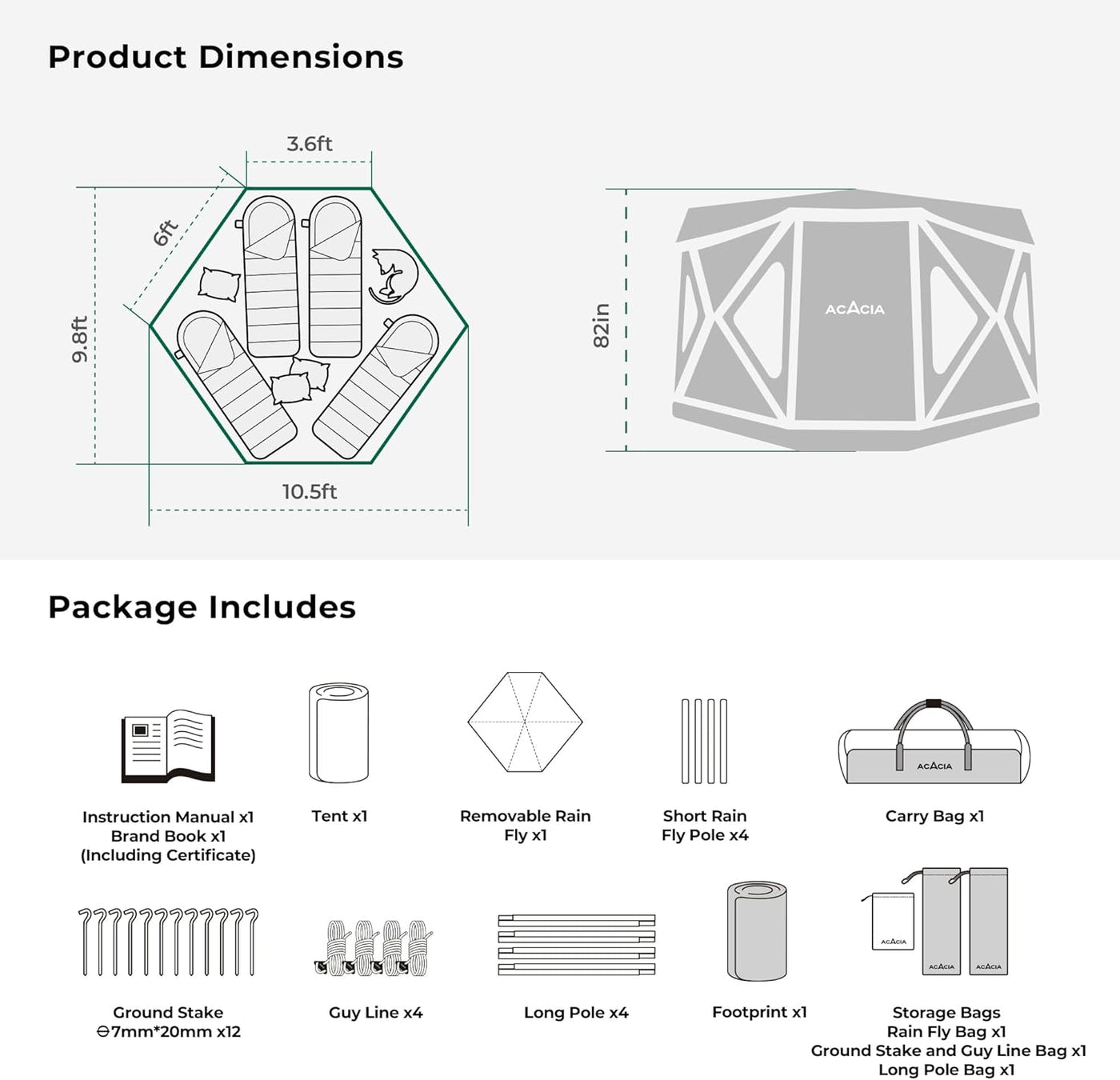 ACACIA Space Camping Tent XL, 4-6 Person Large Family Tent - $360