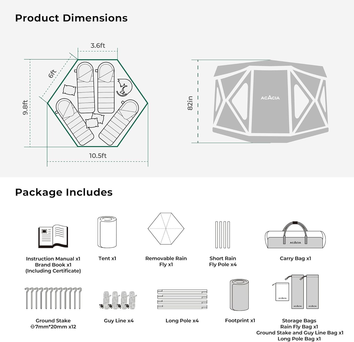 ACACIA Space Camping Tent XL, 4-6 Person Large Family Tent - $360