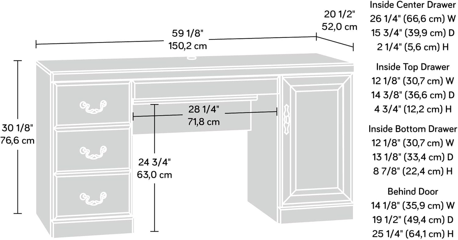 Sauder Heritage Hill Computer Credenza, L: 59.25" x W: 20.47" x H: 30.24" - $170