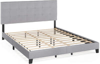 Furinno Laval Button Tufted Upholstered Platform Bed Frame, California King, Glacier - $125