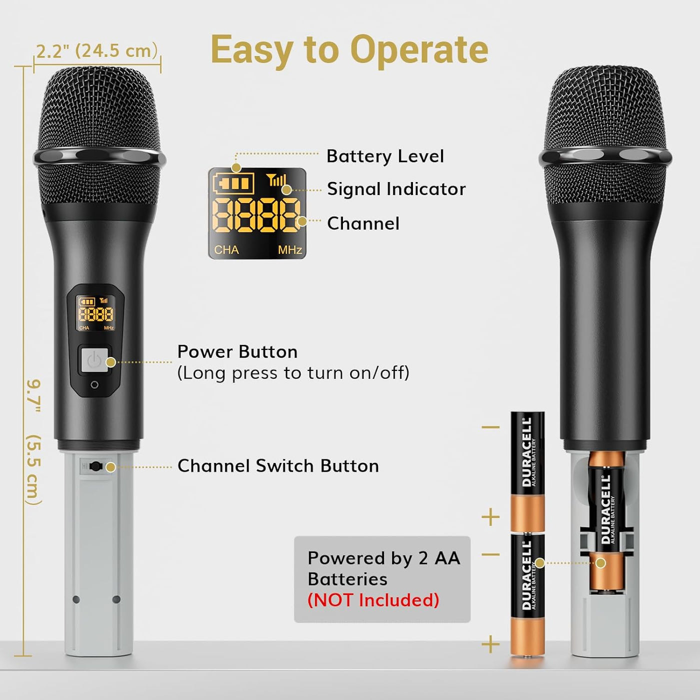 TONOR Wireless Microphone System, Professional Metal Cordless Karaoke Microphones - $100