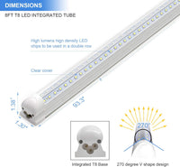 10-Pack 8ft LED Shop Light Fixture - 90W T8 Integrated LED Tube Light - $90