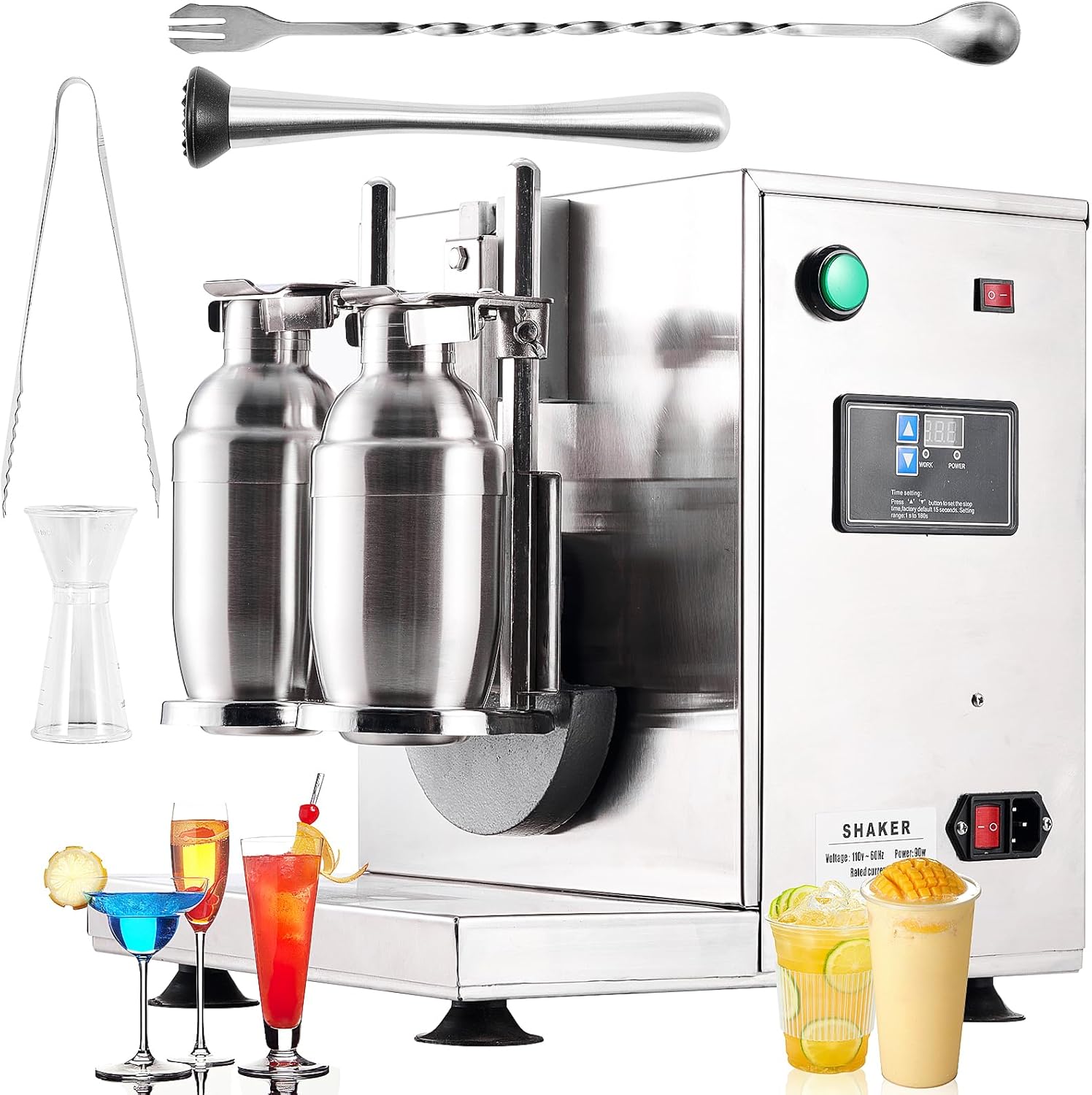 PioneerWorks Electric Milk Tea Shaking Machine, 400r/min, Stainless Steel - $110