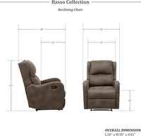 Lexicon Recliner Chair Living Room Reclining Sofa Chair, Brown - $285