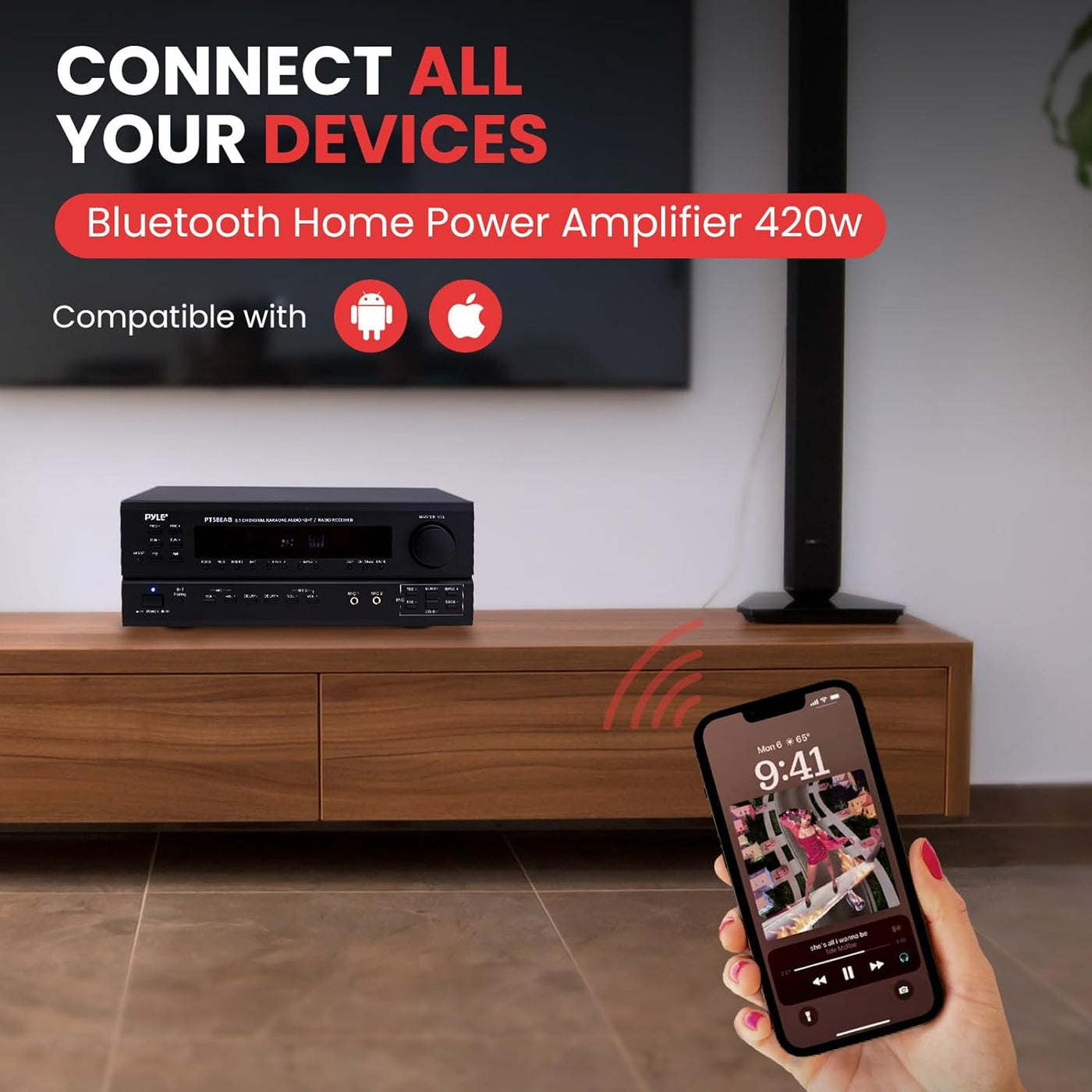 Pyle Wireless Bluetooth Power Amplifier System-420W 5.1 Channel Home Theater - $160