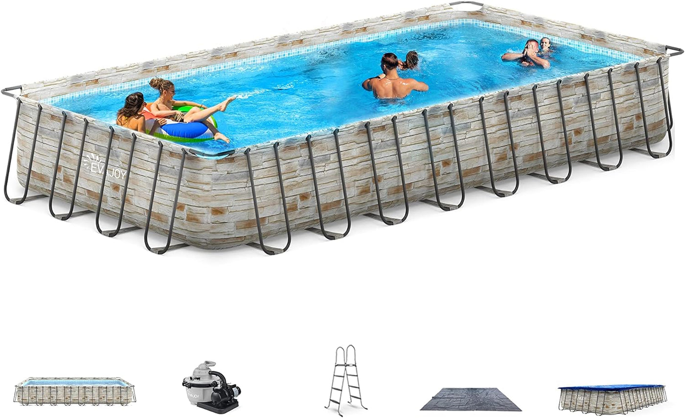 EVAJOY 32ft x 16ft x 52in Metal Frame Swimming Pool Set - $1,400
