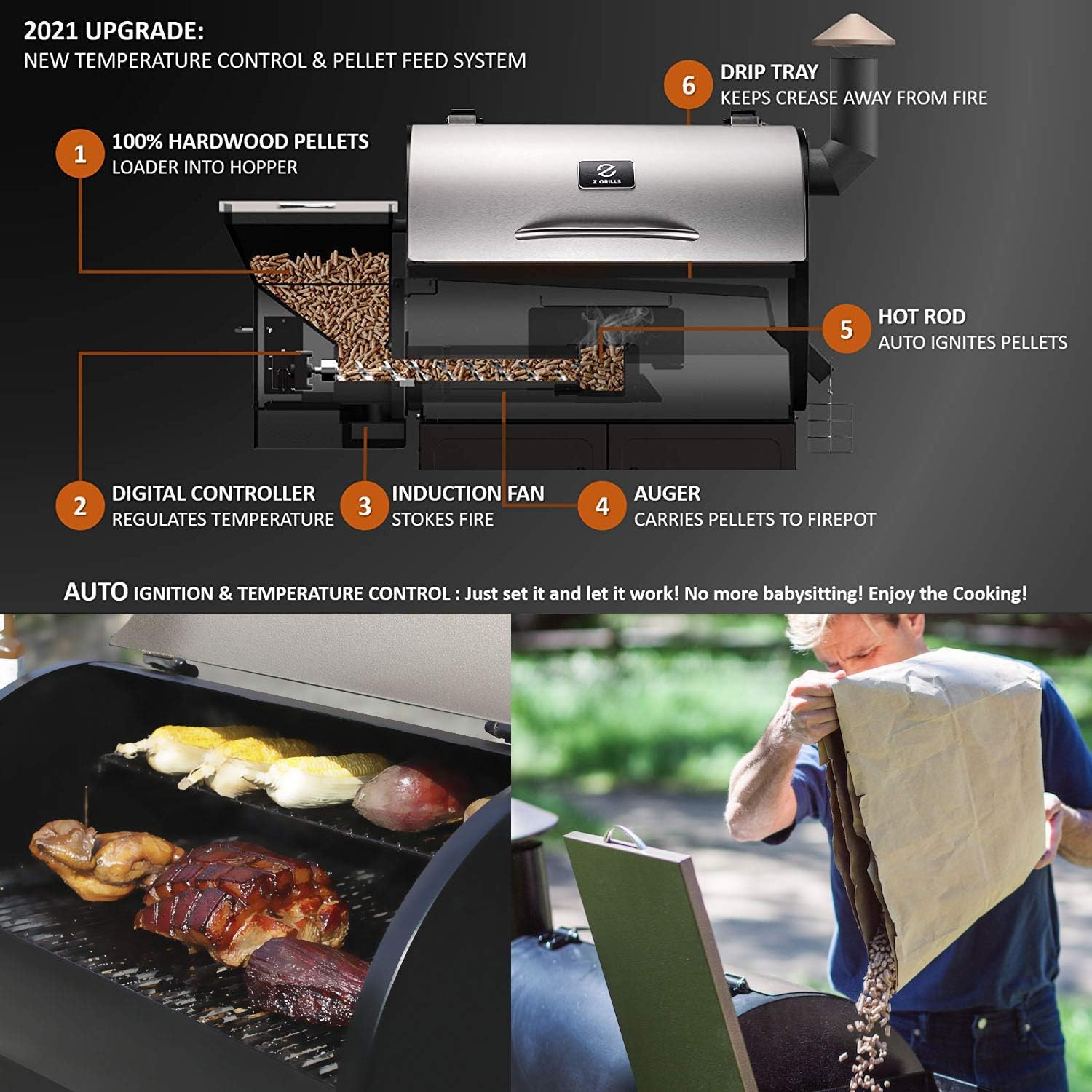Z GRILLS 1000E Wood Pellet Grill Smoker with Ash Clean System for Outdoor Cooking - $510