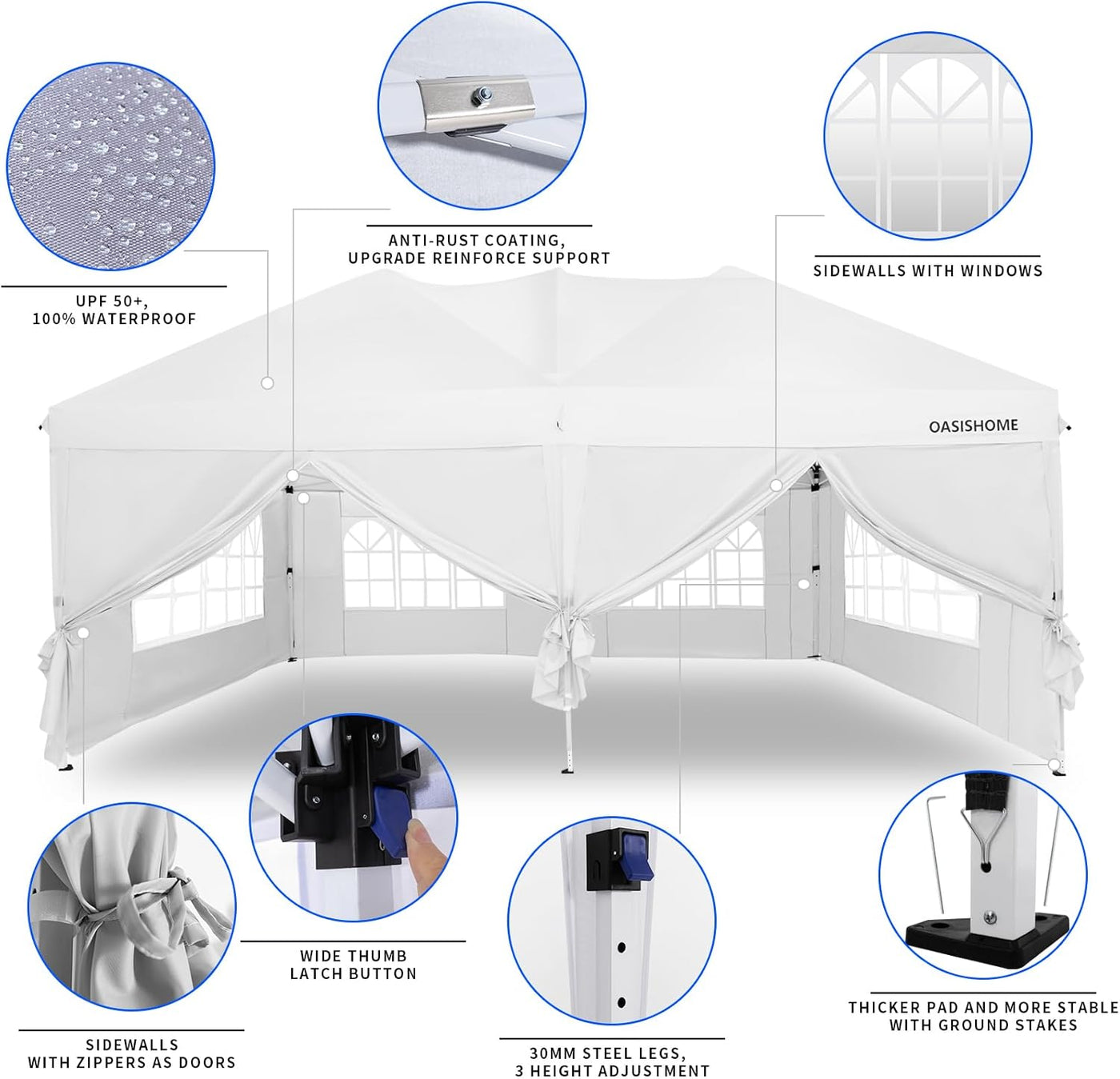 OASISHOME Pop-up Gazebo Instant Portable Canopy Tent 10'x20' - $130