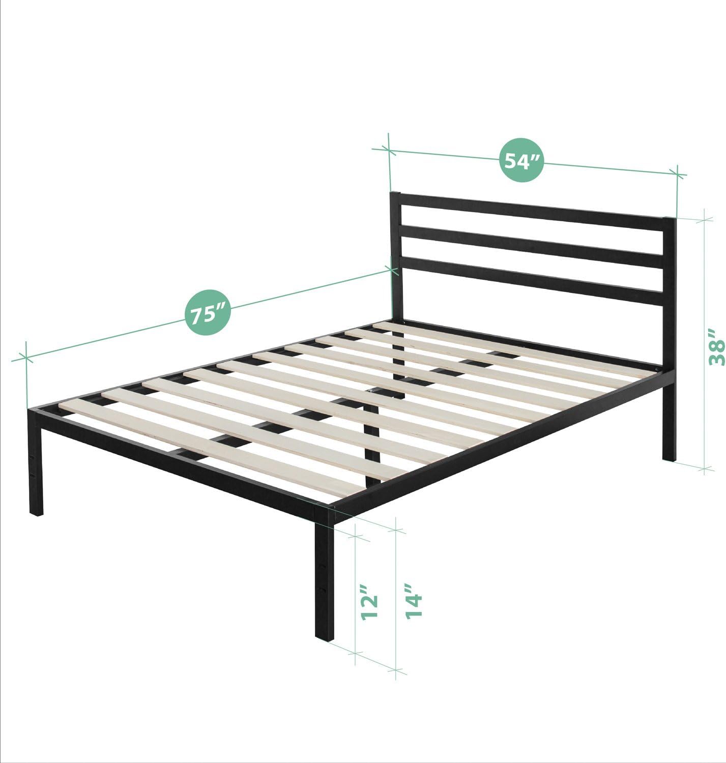 ZINUS Mia Metal Platform Bed Frame with Headboard, Wood Slat Support, Full - $55