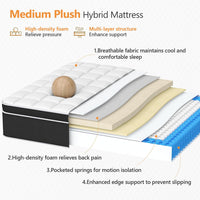 King Mattress, 12 Inch Hybrid King Bed Mattress with Gel Memory Foam - $200