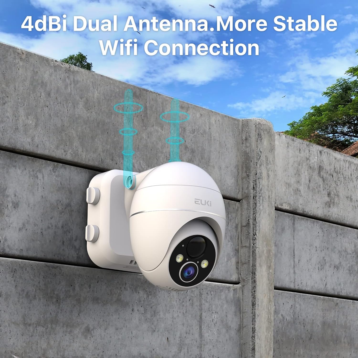 EUKI Security Cameras Wireless Outdoor, 2K Solar Security Camera System 360° PTZ - $70