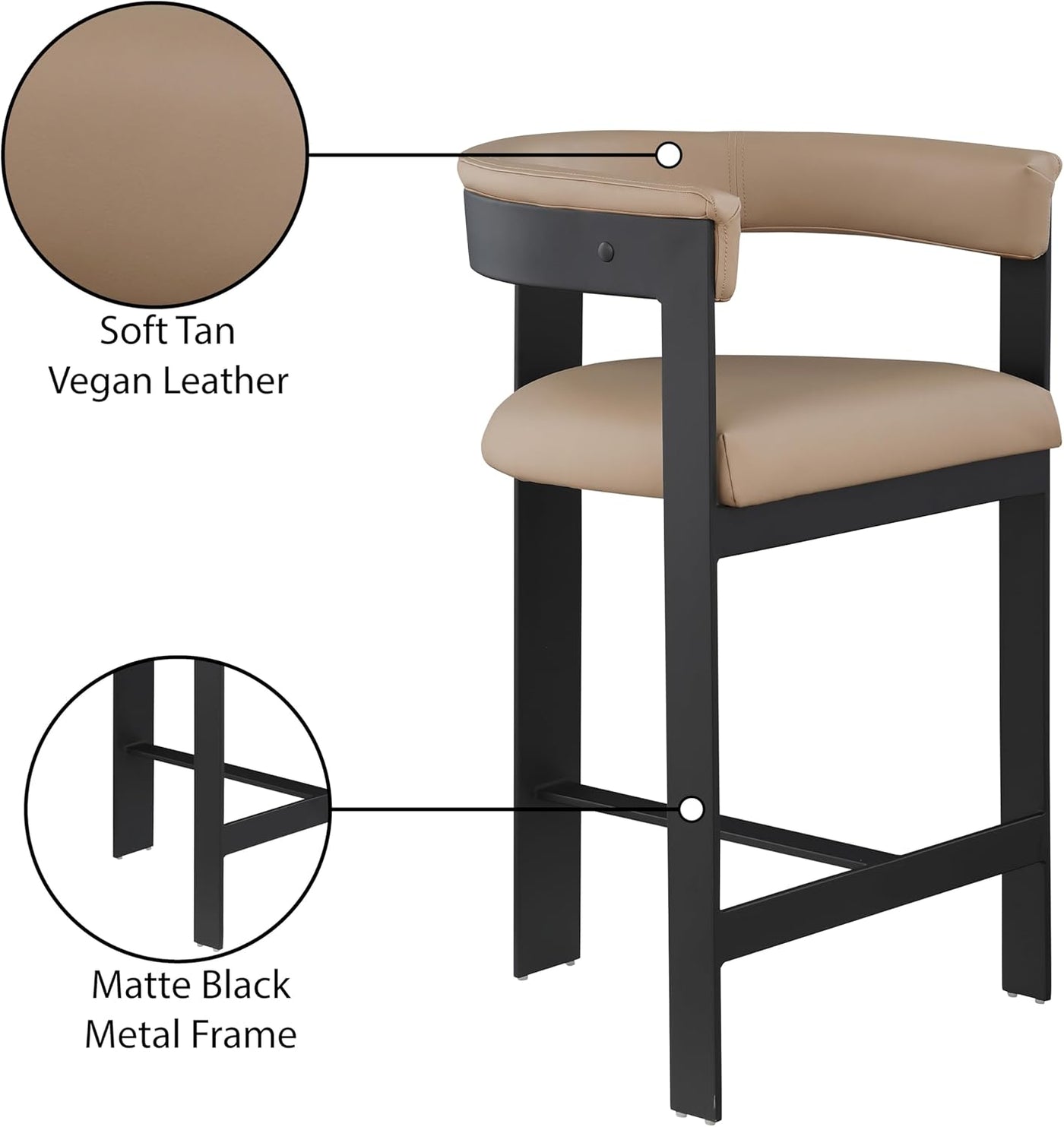 Meridian Furniture 414Tan-C Romeo Collection Modern | Contemporary Counter Stool - $250