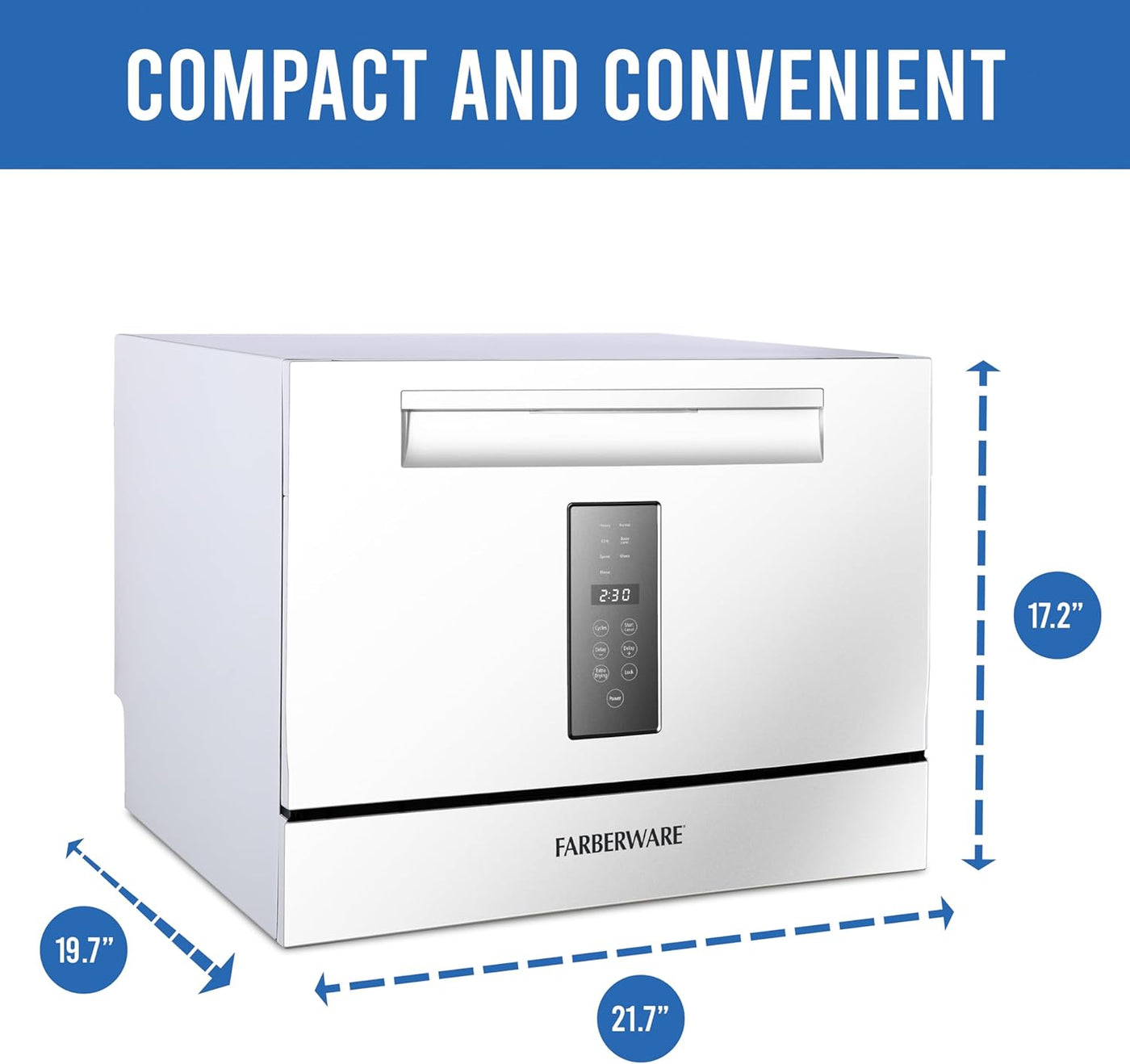 Farberware Compact 6-Place Setting Dishwasher - Portable Mini Countertop Dishwasher - $170