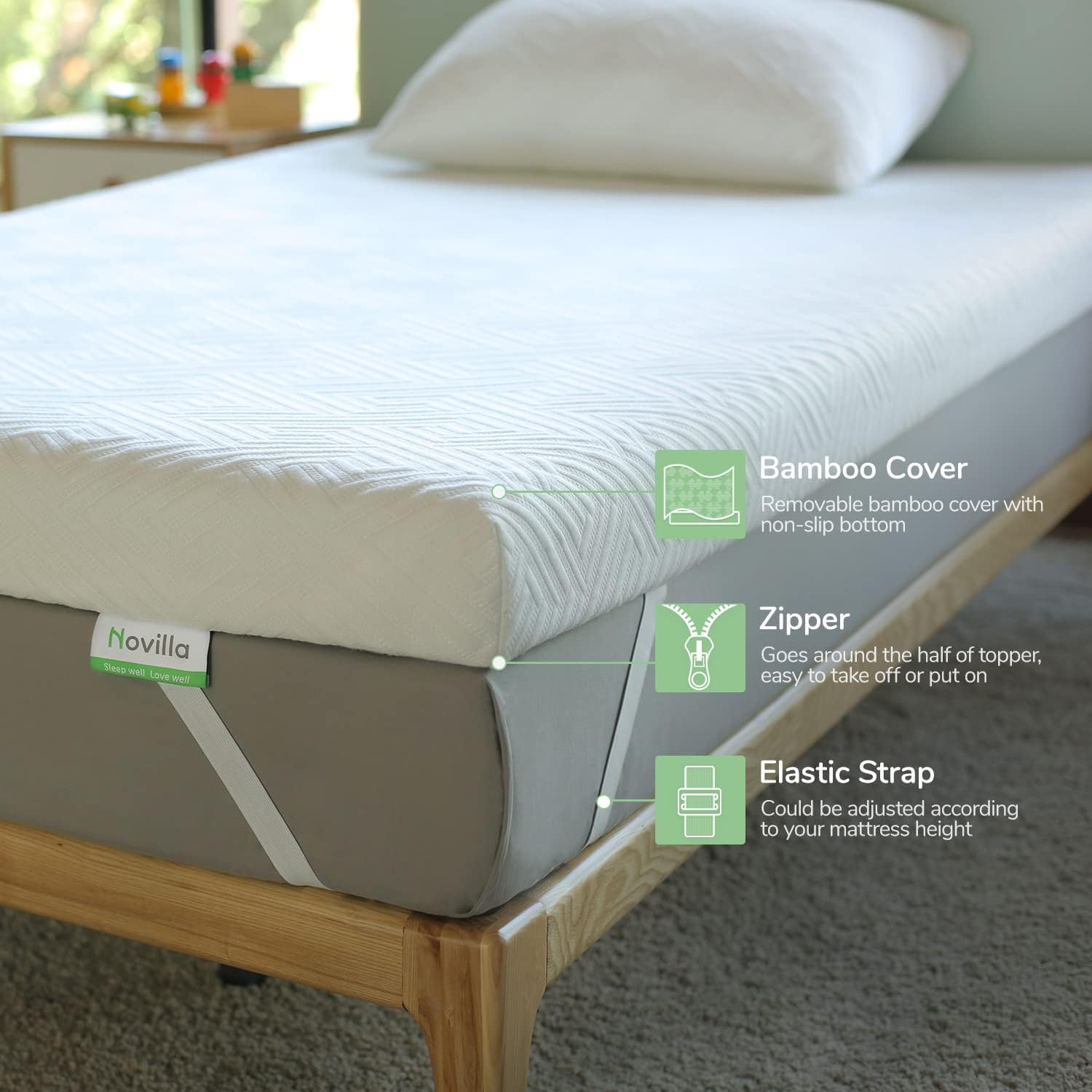 Novilla Full Size Mattress Topper, 3 Inch Dual Layer Memory Foam Mattress Topper - $75