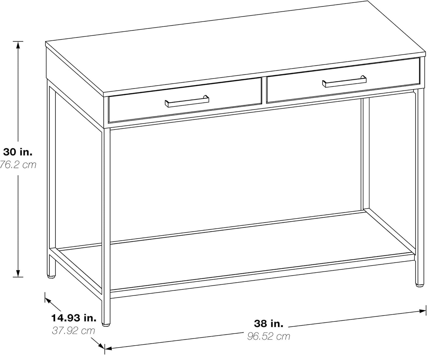 OSP Home Furnishings Alios Modern Foyer Table, White Gloss Finish, Gold Frame - $145