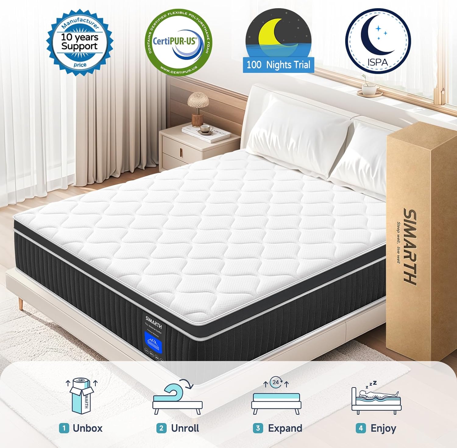 Queen Mattress 12 Inch, Upgrade Strengthen Queen Size Hybrid Mattresses - $125