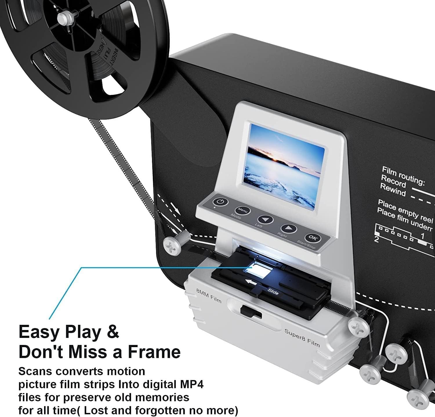 8mm & Super 8 Film to Digital Converter, Film Scanner Digitizer - $175