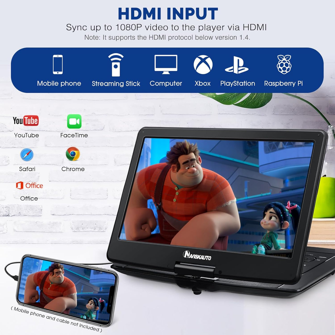BOIFUN 17.5 Portable DVD Player with 15.6 Large HD Screen, 6 Hours  Rechargeable Battery, Support USB/SD Card/Sync TV and Multiple Disc  Formats, High
